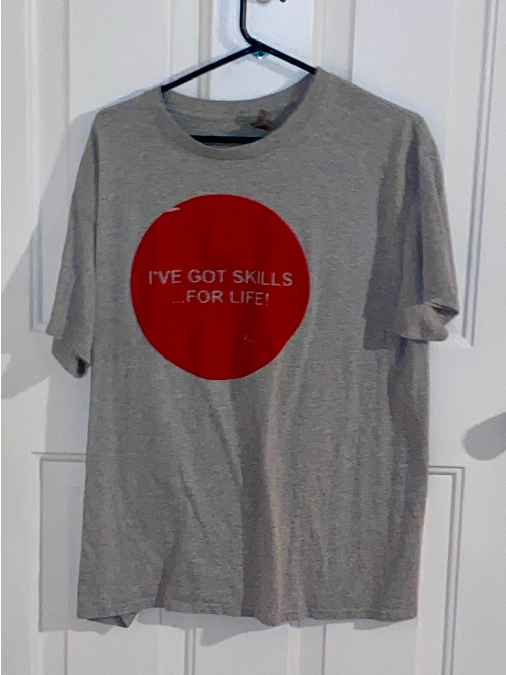 Gray T-Shirt with Red Circle Graphic
